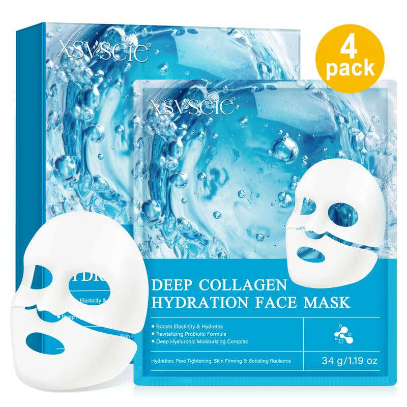 Pack 4 Masques Hydratants au Collagène – Soin Réparateur